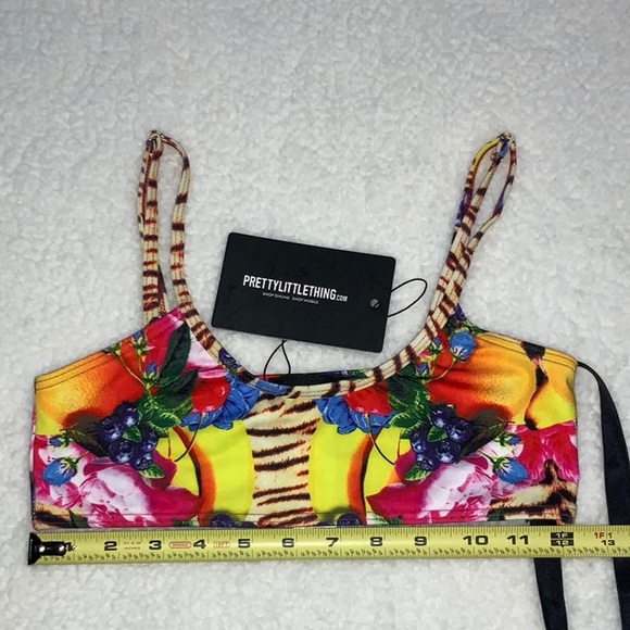 NWT PrettyLittleThing “Wild Fruit Print Low Scoop Neck Bikini Top” (USA Size 2) - Picture 9 of 10